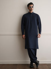 BLUE TEXTURED KAMEEZ SHALWAR