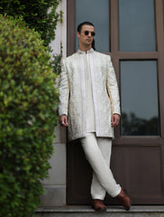 LIGHT BEIGE EMBROIDERED PRINCE COAT