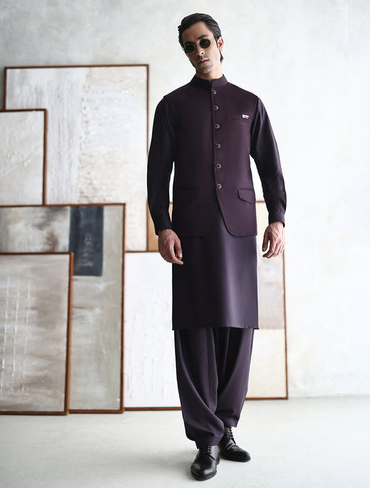 MAROON MONOGRAM WAISTCOAT