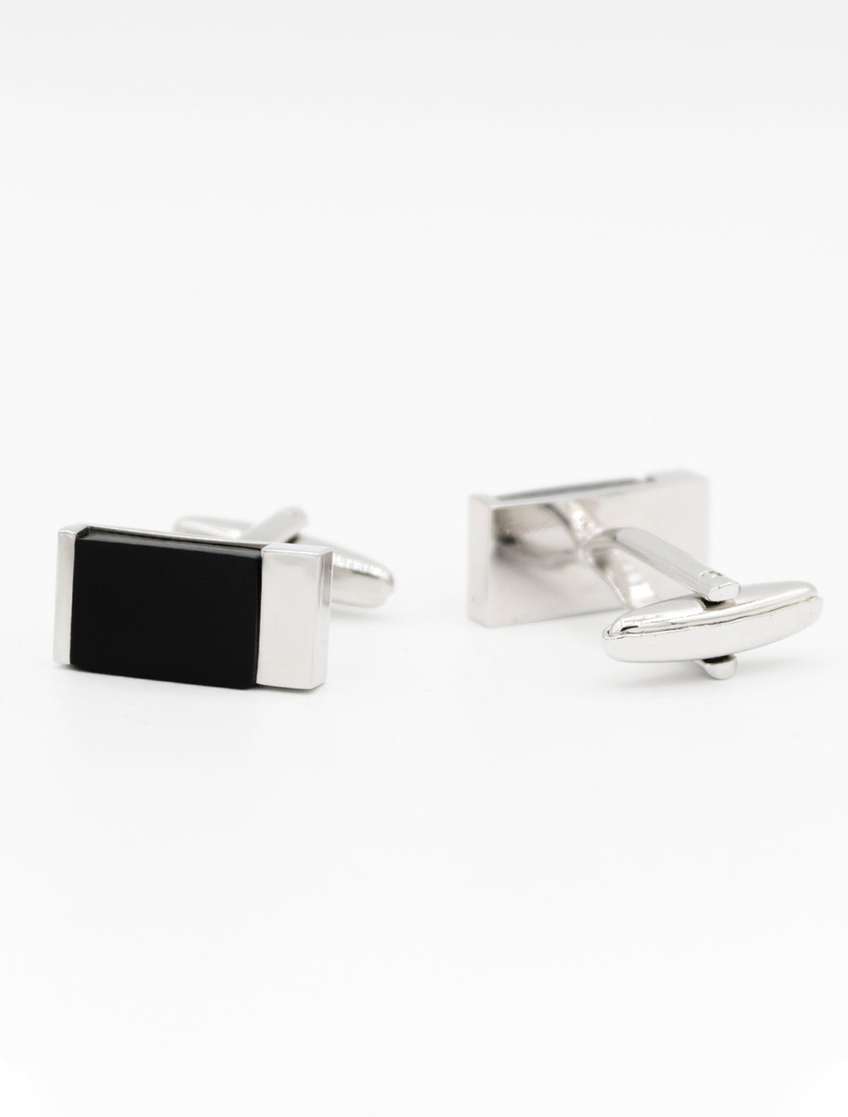SILVER WITH BLACK STONE CUFFLINKS
