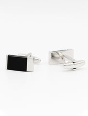 SILVER WITH BLACK STONE CUFFLINKS