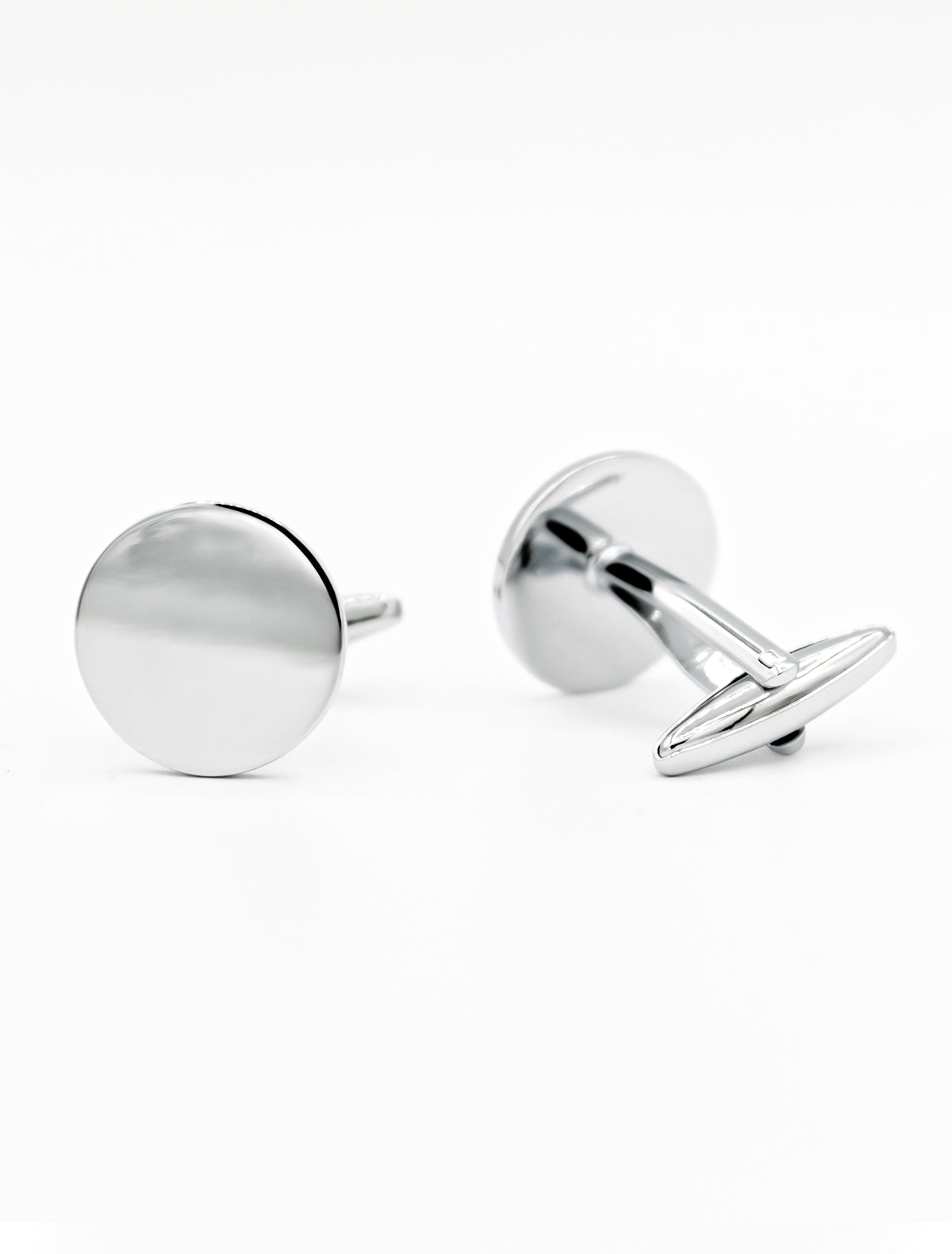 SILVER MIRROR FINISH ROUND CUFFLINKS