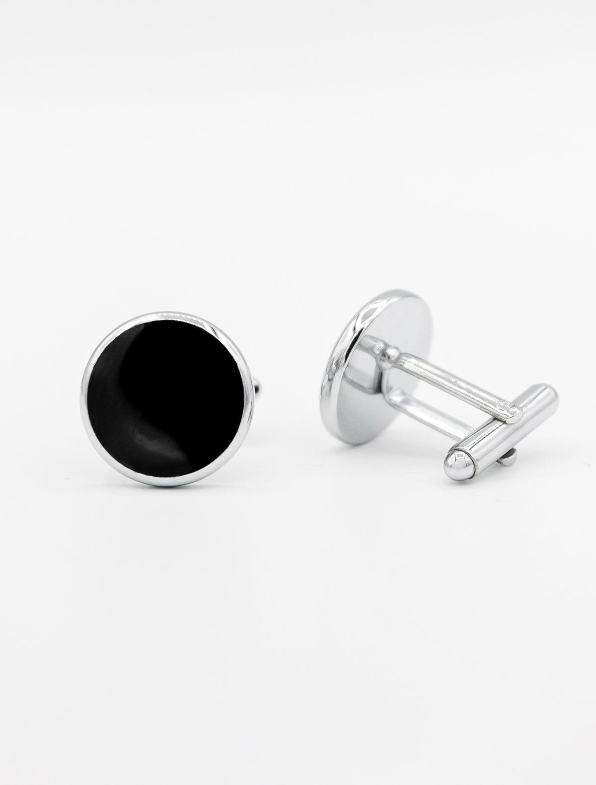 SILVER WITH BLACK STONE CUFFLINKS