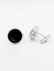 SILVER WITH BLACK STONE CUFFLINKS
