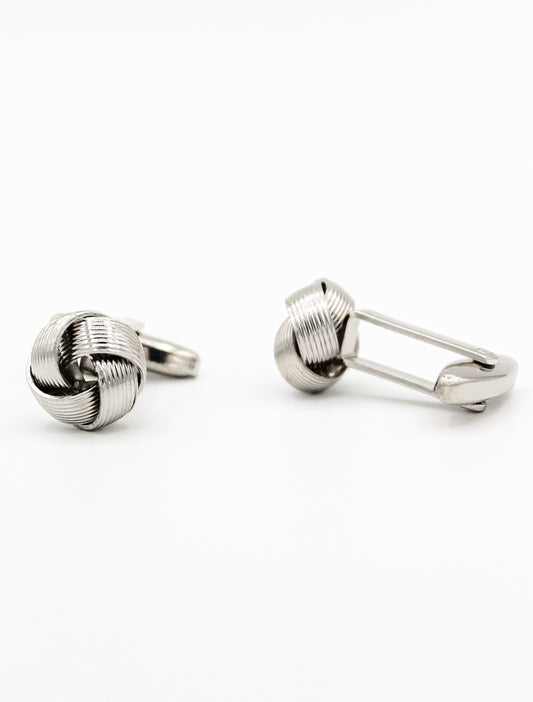 SILVER METAL KNOT CUFFLINKS