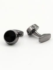 BLACK ON GRAY ROUND CUFFLINKS