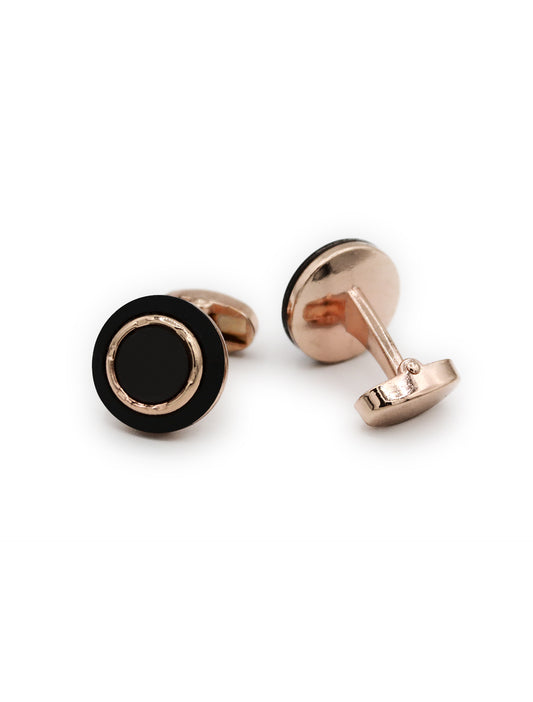 ROSE GOLD WITH BLACK STONE CUFFLINKS