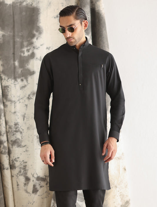 PREMIUM BLACK COTTON KURTA PAJAMA