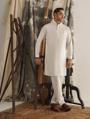 OFF-WHITE LUXURIOUS FABRIC KURTA PAJAMA