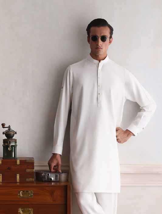 OFF-WHITE PREMIUM TEXTURED KURTA PAJAMA