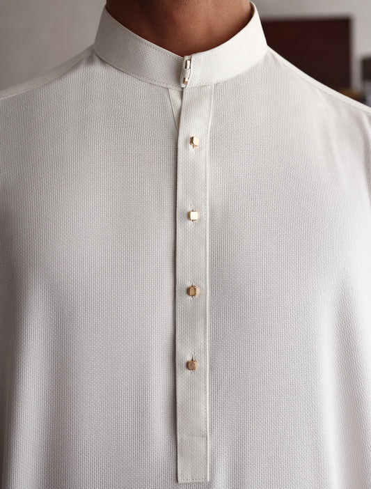 OFF-WHITE PREMIUM TEXTURED KURTA PAJAMA
