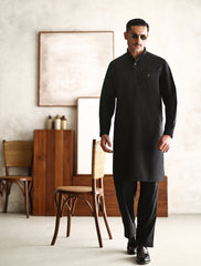 BLACK TEXTURED KURTA PAJAMA