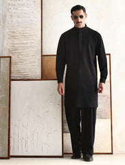 BLACK TEXTURED LOOSE FIT KURTA PAJAMA