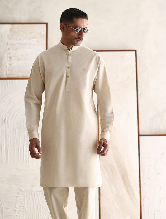 CREAM COTTON KURTA PAJAMA