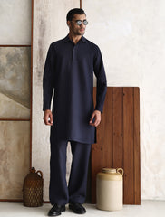 BLUE LINEN LOOSE FIT KURTA PAJAMA