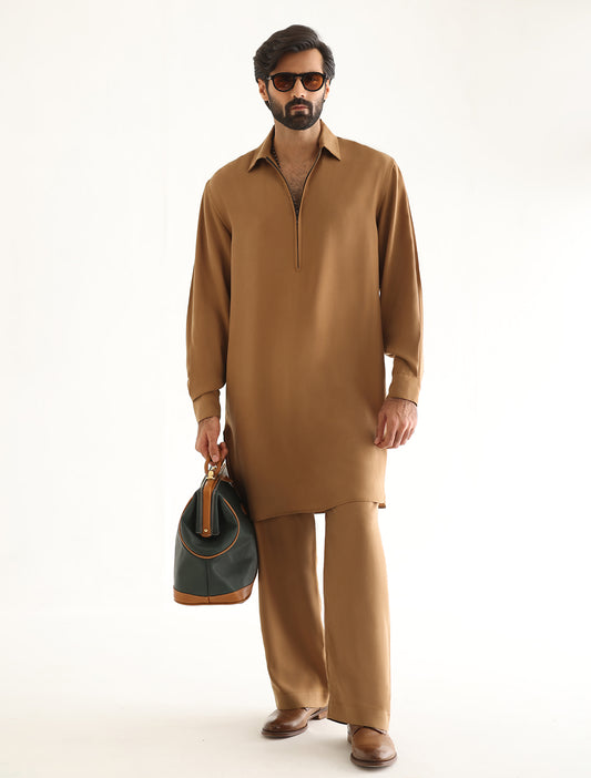 TAN DESIGNER KURTA PAJAMA