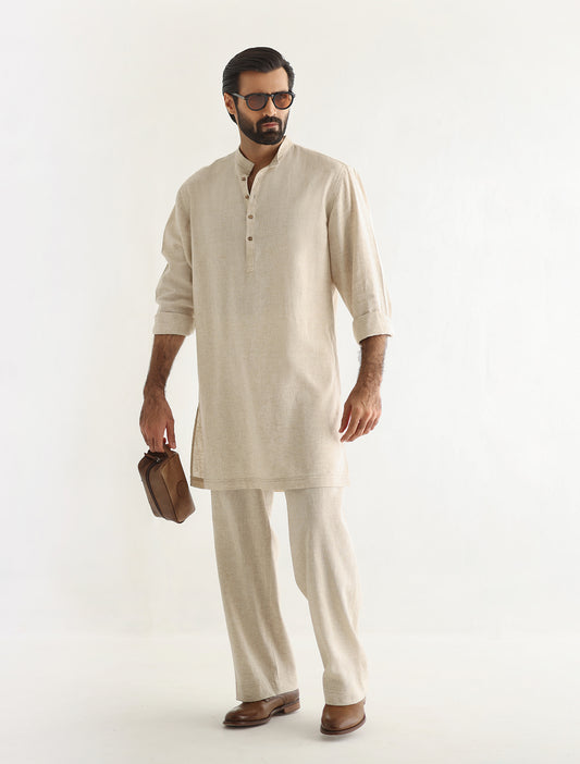 CREAM DESIGNER KURTA PAJAMA