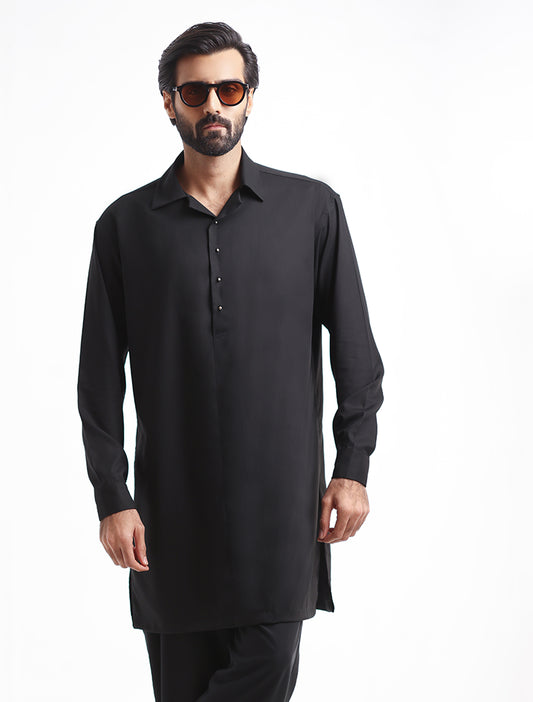 BLACK DESIGNER KURTA WITH FARSHI PAJAMA