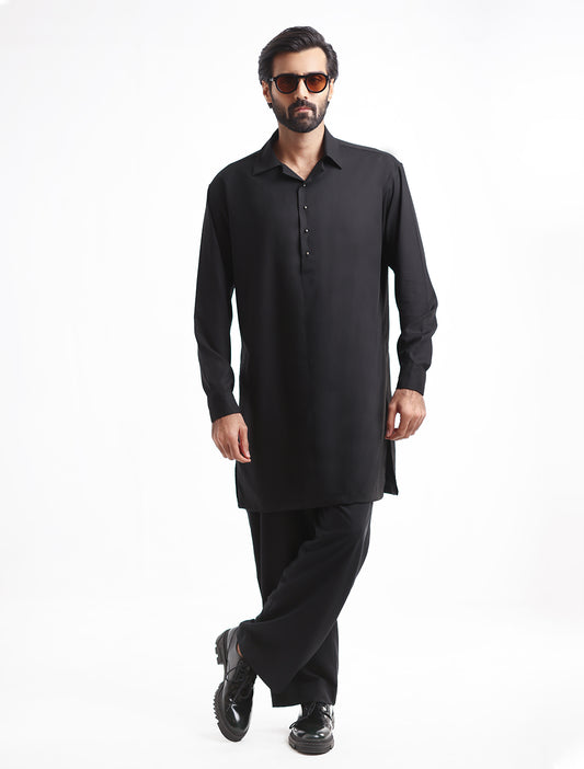 BLACK DESIGNER KURTA WITH FARSHI PAJAMA