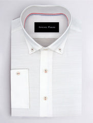 WHITE TEXTURED FABRIC SHIRT