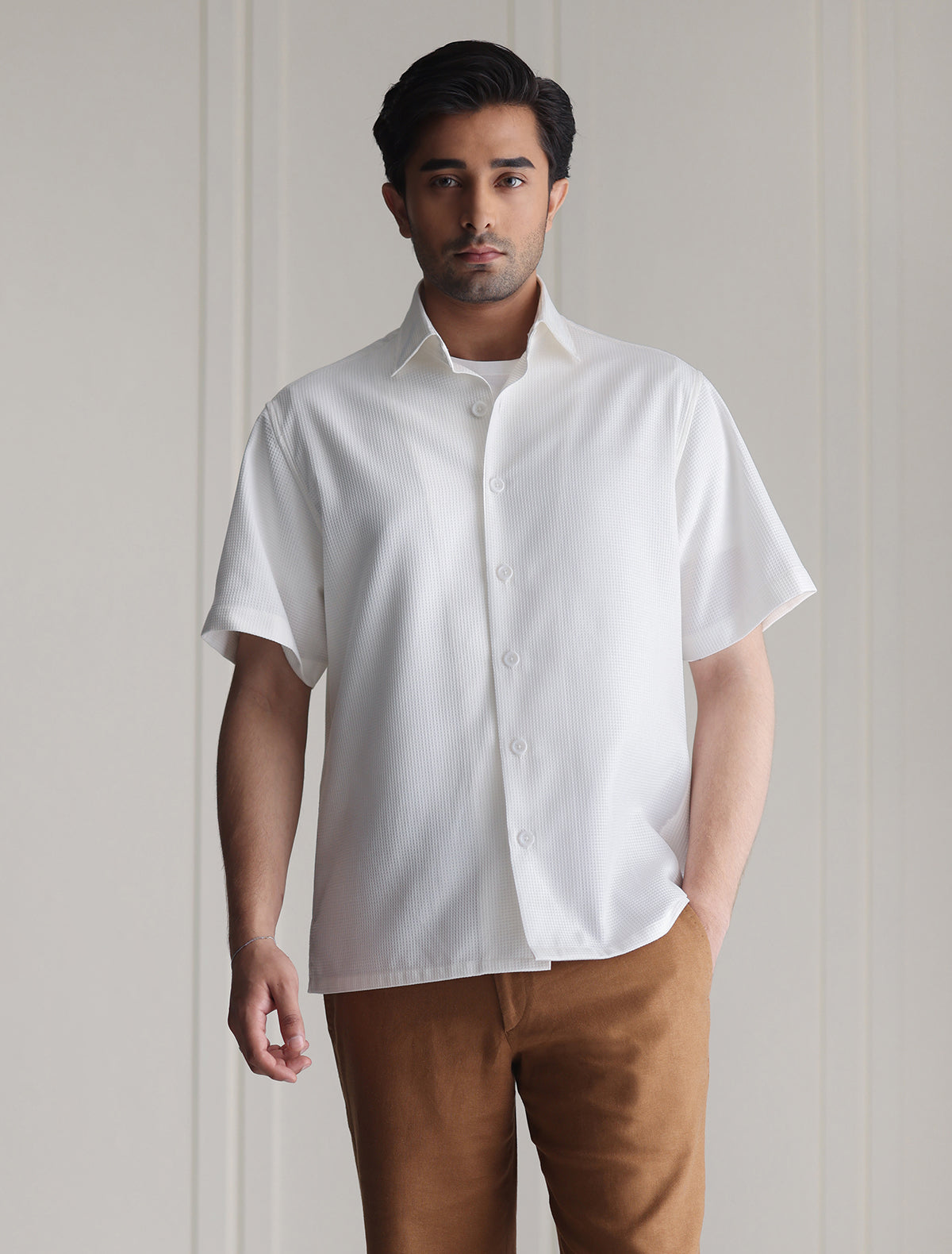 OFF-WHITE MESH FABRIC SHIRT
