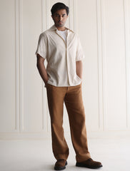 CREAM STRUCTURED HALF SLEEVE SHIRT