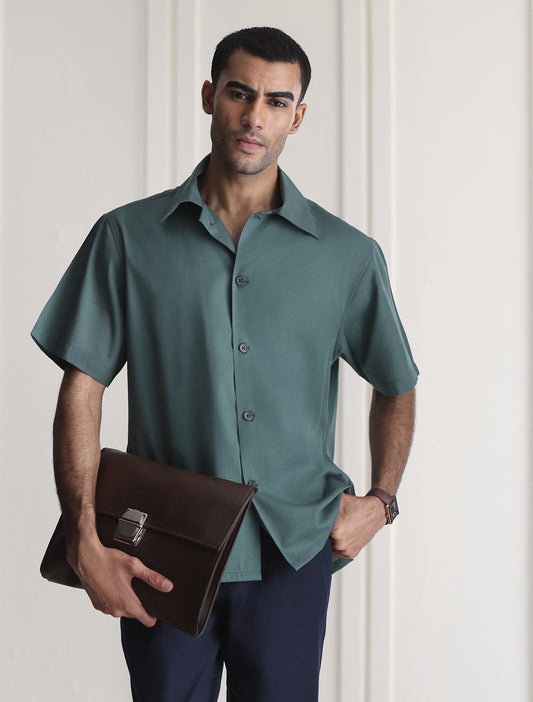 TEAL GREEN HALF SLEEVE SHIRT