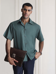 TEAL GREEN HALF SLEEVE SHIRT