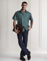 TEAL GREEN HALF SLEEVE SHIRT