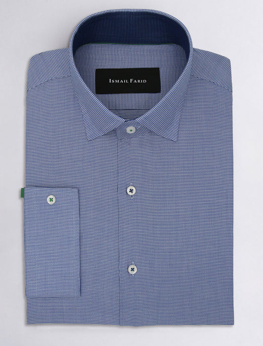BLUE TEXTURED COTTON SHIRT
