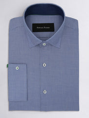 BLUE TEXTURED COTTON SHIRT