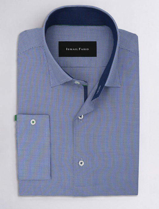 BLUE TEXTURED COTTON SHIRT