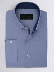 BLUE TEXTURED COTTON SHIRT