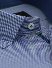 BLUE TEXTURED COTTON SHIRT