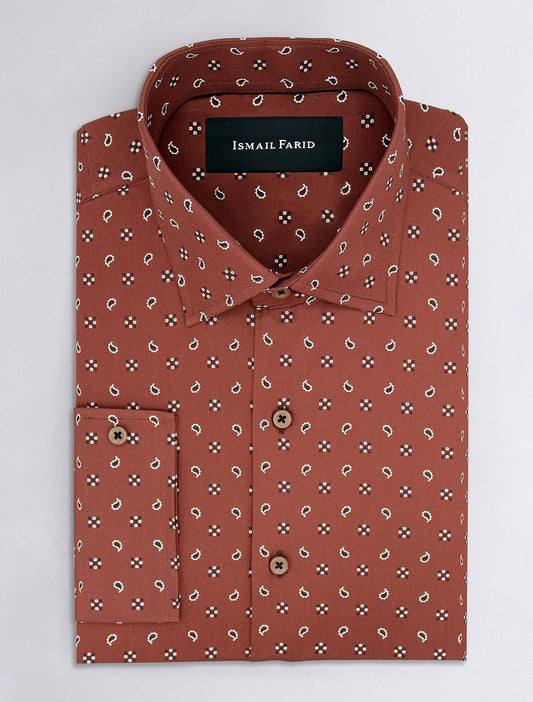 DARK TAN PRINT SHIRT