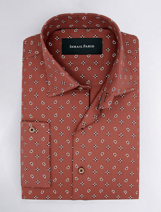 DARK TAN PRINT SHIRT