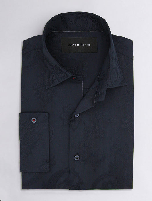 DARK NAVY SELF PRINT SHIRT