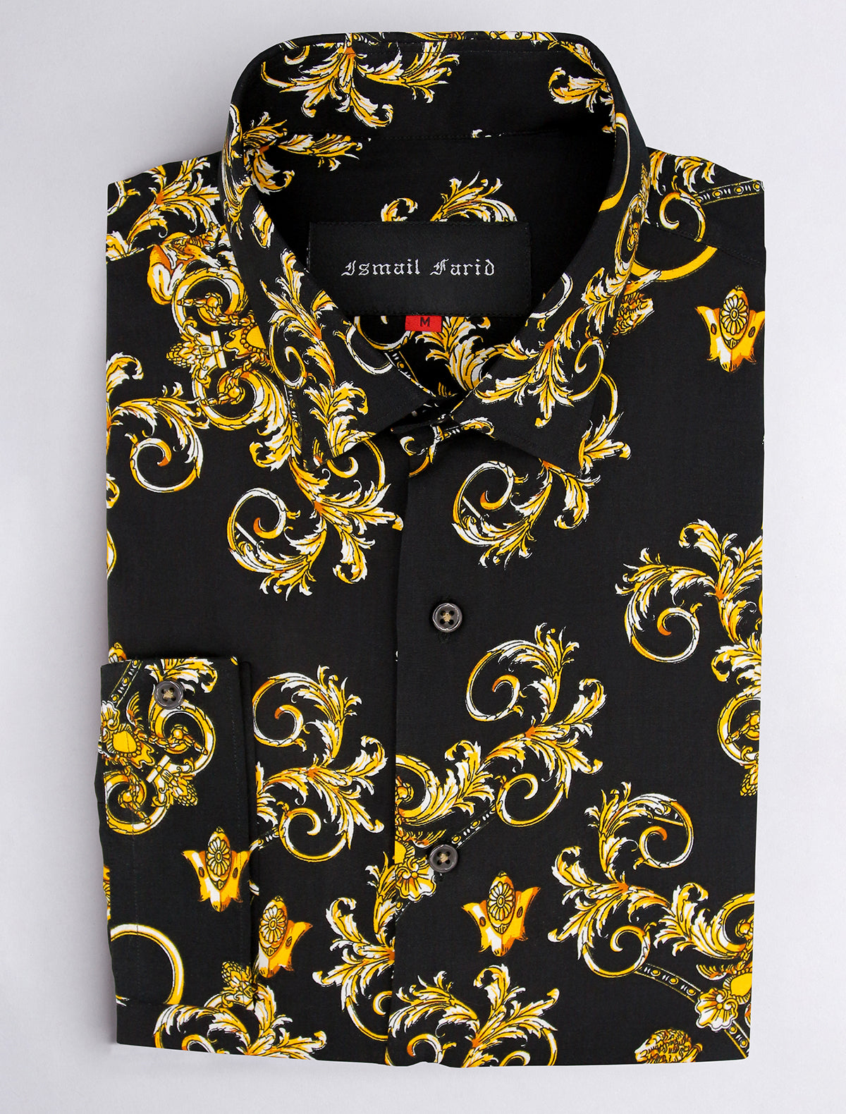 BLACK FLORAL PRINT FULL SLEEVE SHIRT