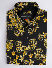 BLACK FLORAL PRINT FULL SLEEVE SHIRT