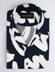 NAVY BRUSH STROKE PRINT SHIRT