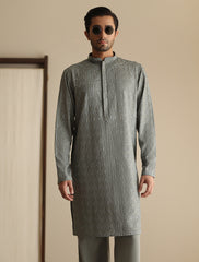 SAGE GREEN CHICKEN KARI STYLE KURTA WITH MATCHING PAJAMA