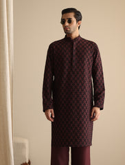 MAROON EMBROIDERY KURTA WITH MATCHING PAJAMA