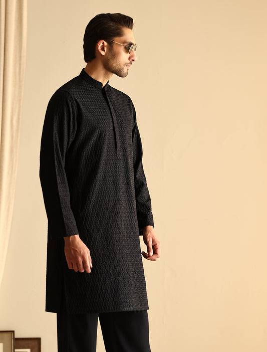 NAVY EMBROIDERED KURTA