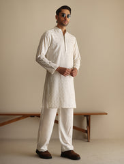 OFF-WHITE CHICKEN KARI STYLE KURTA