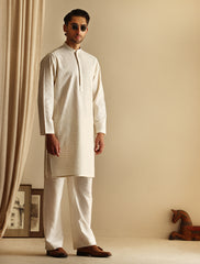 OFF-WHITE EMBROIDERED KURTA