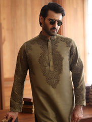 ANTIQUE GREEN HAND EMBROIDERED KURTA