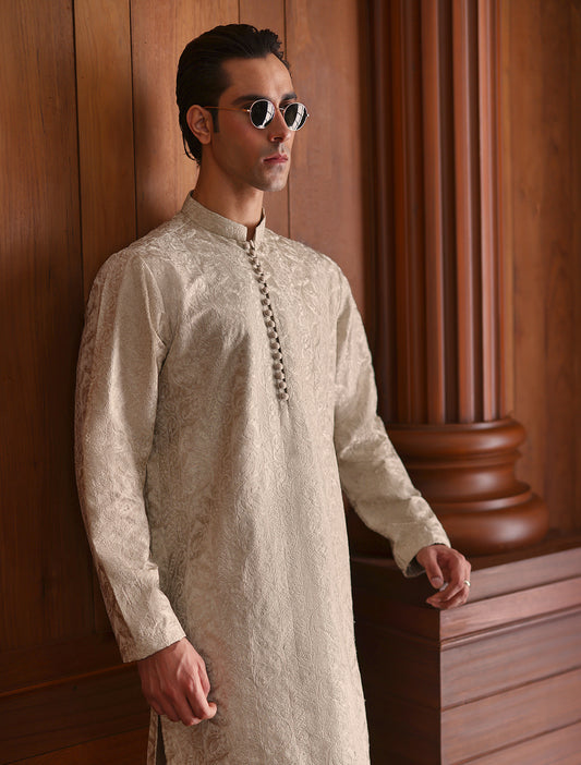 LIGHT IVORY EMBROIDERED KURTA