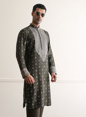 OLIVE EMBROIDERED KURTA