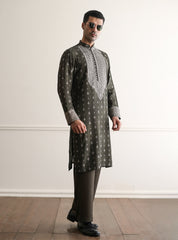 OLIVE EMBROIDERED KURTA