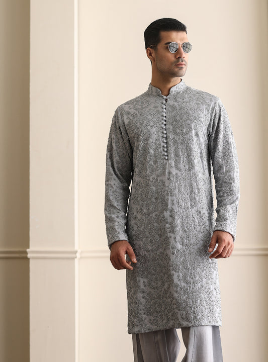 SKY BLUE HEAVY EMBELLISHED KURTA